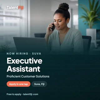 Talent Fiji post: Carousel cover, first roles live: Executive Assistant, Suva
