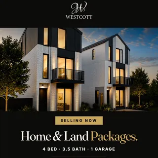 Westcott Developments post: Reel cover, Home and Land Packages selling now: 4 bed, 3.5 bath, 1 garage