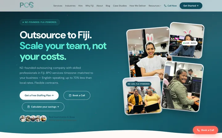 PCS website homepage