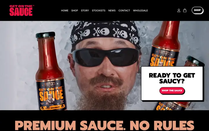 Get On The Sauce website homepage