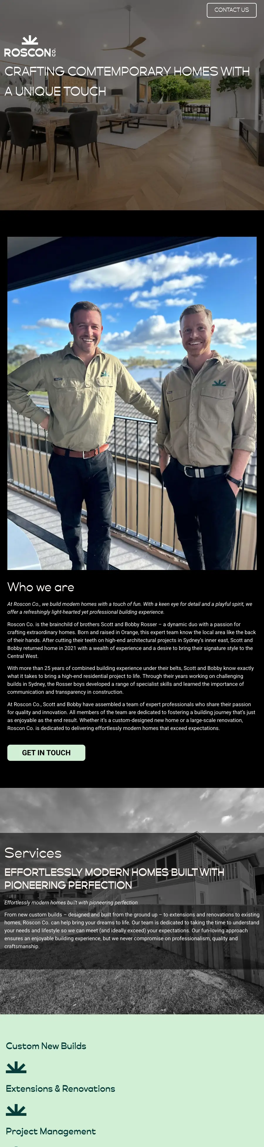 Roscon Co. website, full page