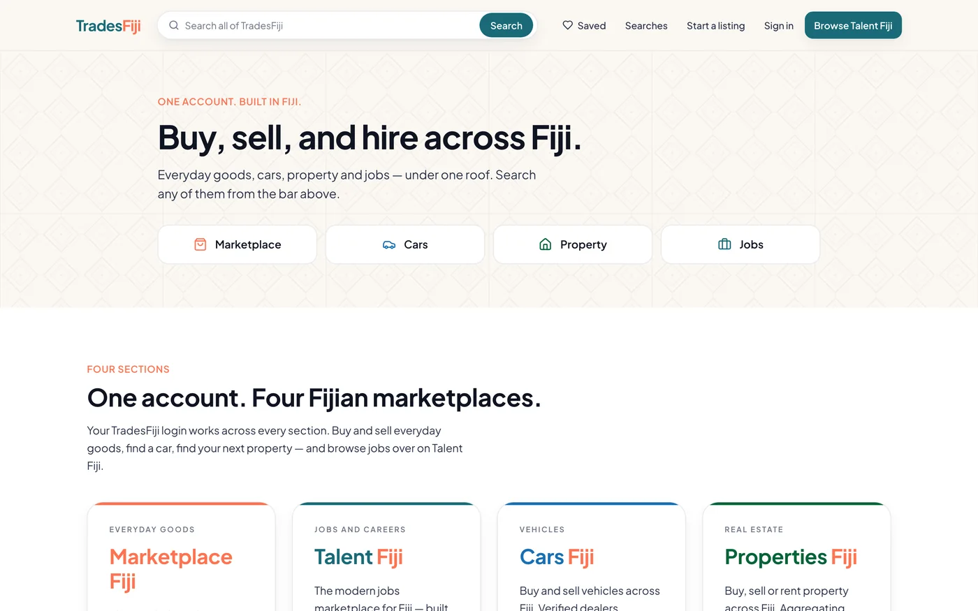 TradesFiji homepage